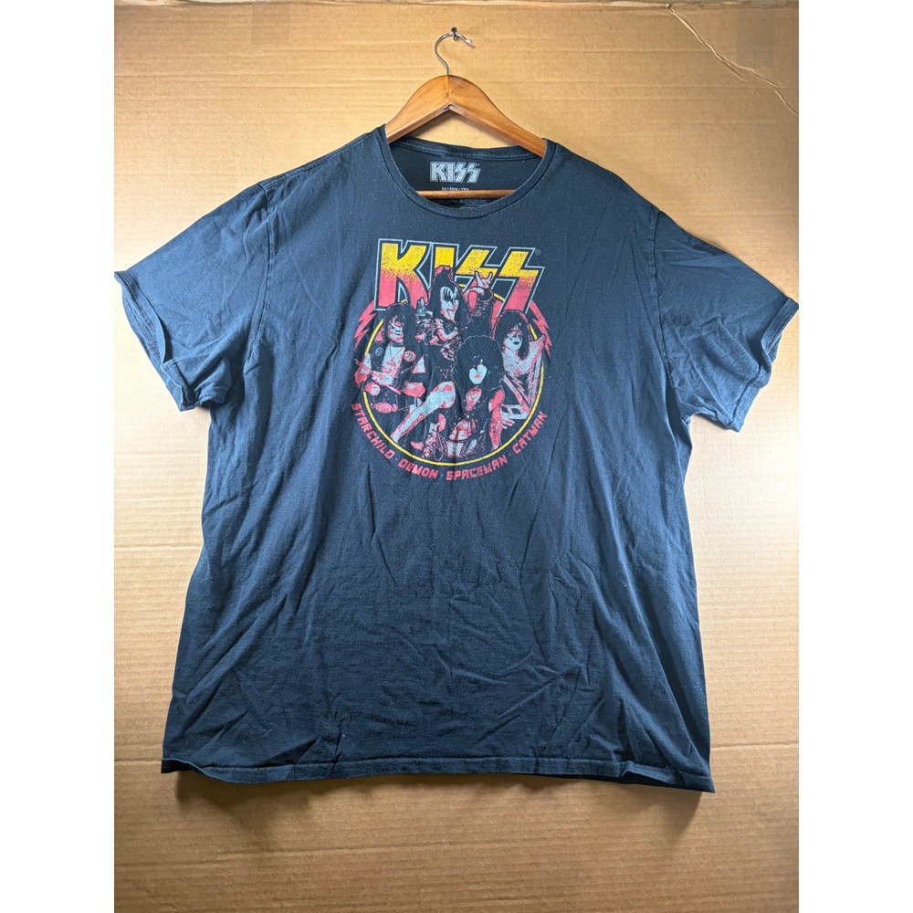 KISS Band T Shirt Mens 2XL Black Starchild Demon Spaceman Catman Graphic Rock
